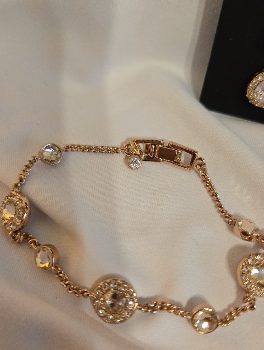 Givenchy Gold Crystal Teardrop Earrings with Matching Station Bracelet - Picture 9 of 12